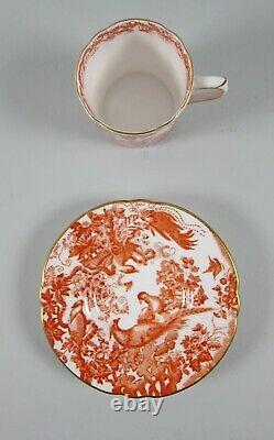 Lot of 5 Royal Crown Derby China RED AVES Demitasse Cup & Saucer Sets