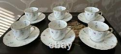 Lot of 6 Flat Demitasse Cups & Saucers Pompadour by Bernardaud Limoges France