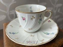 Lot of 6 Flat Demitasse Cups & Saucers Pompadour by Bernardaud Limoges France