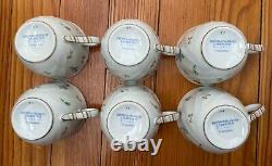 Lot of 6 Flat Demitasse Cups & Saucers Pompadour by Bernardaud Limoges France