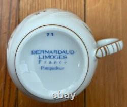 Lot of 6 Flat Demitasse Cups & Saucers Pompadour by Bernardaud Limoges France