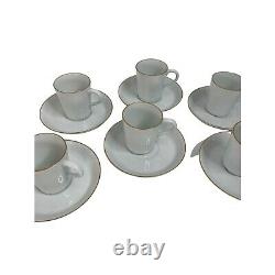 Lot of 6 Fukagawa for Tiffany Demitasse Porcelain Cup Saucer Sets White Gold Gil