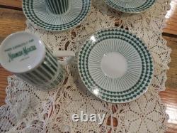 Lot of 6 Neiman Marcus Shamrock Irish Coffee Espresso Demitasse Cups + Saucers