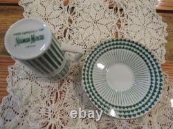 Lot of 6 Neiman Marcus Shamrock Irish Coffee Espresso Demitasse Cups + Saucers