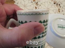 Lot of 6 Neiman Marcus Shamrock Irish Coffee Espresso Demitasse Cups + Saucers