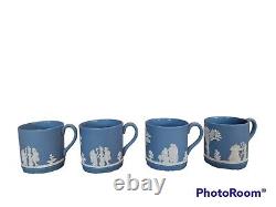 Lot of 7 Vtg Wedgwood Jasperware Neoclassical Demitasse Coffee Cup & Saucer Blue