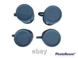 Lot of 7 Vtg Wedgwood Jasperware Neoclassical Demitasse Coffee Cup & Saucer Blue