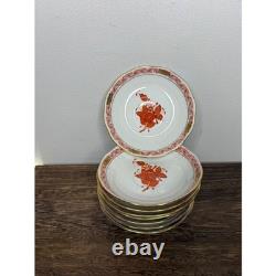 Lot of 8 Herend Hungary Porcelain Rust Demitasse Saucer 4.5