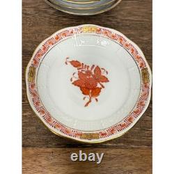 Lot of 8 Herend Hungary Porcelain Rust Demitasse Saucer 4.5