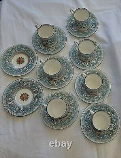 Lot of Vintage Wedgwood Florentine Turquoise Demitasse Cup & Saucer Set 2714