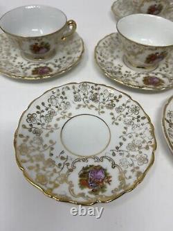 Lot of venezia teapot, 7 demitasse cups, 10 saucers, sugar bowl, vintage Italy