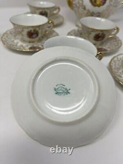 Lot of venezia teapot, 7 demitasse cups, 10 saucers, sugar bowl, vintage Italy