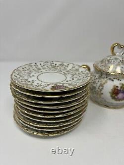 Lot of venezia teapot, 7 demitasse cups, 10 saucers, sugar bowl, vintage Italy