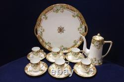 Lovely 15-Pc Nippon Morimura Demitasse Set, Tray, Teapot, Cups/Saucers, HP, 1911