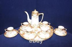 Lovely 15-Pc Nippon Morimura Demitasse Set, Tray, Teapot, Cups/Saucers, HP, 1911