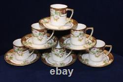 Lovely 15-Pc Nippon Morimura Demitasse Set, Tray, Teapot, Cups/Saucers, HP, 1911
