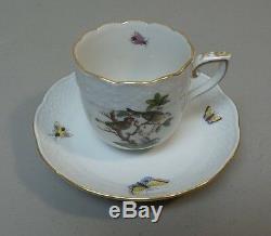 Lovely Herend Porcelain Hand Painted Rothschild Bird Demitasse Cup & Saucer