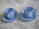 Lovely Pair Of Wedgwood Blue Jasperware Demitasse Cup & Saucer Dancing Hours
