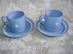 Lovely Pair Of Wedgwood Blue Jasperware Demitasse Cup & Saucer Dancing Hours