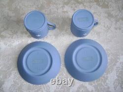 Lovely Pair Of Wedgwood Blue Jasperware Demitasse Cup & Saucer Dancing Hours