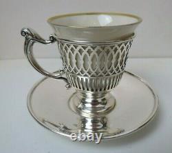 Lovely Rare Set 6 TIFFANY & CO Sterling Silver Demitasse Cups & Saucers