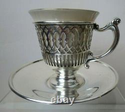 Lovely Rare Set 6 TIFFANY & CO Sterling Silver Demitasse Cups & Saucers