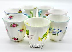 Lovely Set Of 7 Shelley Demitasse Cups & Saucers, Dainty Shape, 7 Patterns