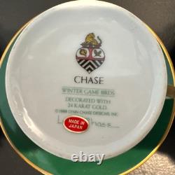 Lynn Chase Winter Game Birds Green Demitasse Cups And Saucers, Set Of Six (6)