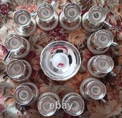 M F Hirsch Sterling Demitasse Cup/Saucer/Lenox Liners Set of 12, No Mono, 341g