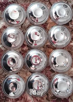M F Hirsch Sterling Demitasse Cup/Saucer/Lenox Liners Set of 12, No Mono, 341g