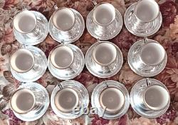 M F Hirsch Sterling Demitasse Cup/Saucer/Lenox Liners Set of 12, No Mono, 341g