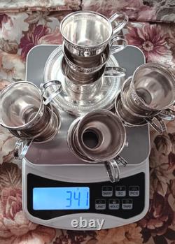 M F Hirsch Sterling Demitasse Cup/Saucer/Lenox Liners Set of 12, No Mono, 341g