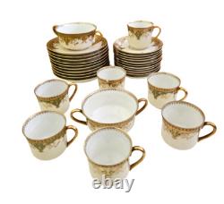 M. Redon Limoges France Hand Painted Floral Demitasse Set Cups & Saucers