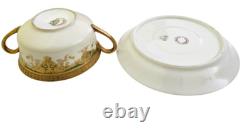 M. Redon Limoges France Hand Painted Floral Demitasse Set Cups & Saucers