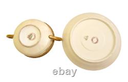 M. Redon Limoges France Hand Painted Floral Demitasse Set Cups & Saucers