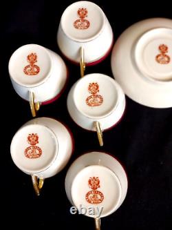 M Russian Czarist Period Garner Porcelain (5) Demitasse Cups And Saucers