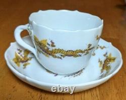 MEISSEN Crossed Swords Mark Yellow DRAGON Red Dots Demitasse Cup & Saucer