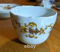 MEISSEN Crossed Swords Mark Yellow DRAGON Red Dots Demitasse Cup & Saucer