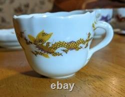 MEISSEN Crossed Swords Mark Yellow DRAGON Red Dots Demitasse Cup & Saucer