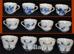 MEISSEN DEMITASSE CUPS & SAUCERS NICE BLUE EACH HAS DIFFERENT FLOWER 8 pieces