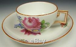 MEISSEN HAND PAINTED FLORAL DEMITASSE CUP & SAUCER 1St QUALITY