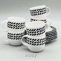 MINT LOT Rosenthal SUOMI NIGHT & DAY Demitasse Cups & Saucers 6 Sets BLACK WHITE