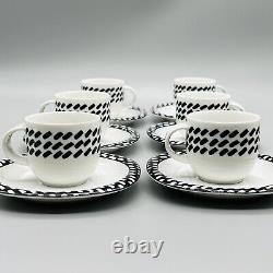 MINT LOT Rosenthal SUOMI NIGHT & DAY Demitasse Cups & Saucers 6 Sets BLACK WHITE