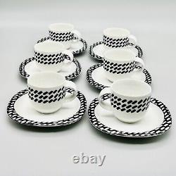 MINT LOT Rosenthal SUOMI NIGHT & DAY Demitasse Cups & Saucers 6 Sets BLACK WHITE