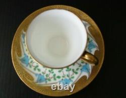 MINTONS Antique 1800's England Hand Painted Gold Demitasse Teacup & Saucer Set