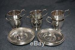 MT. VERNON Sterling Cup Holders & Saucers LENOX Porcelain DEMITASSE Cups (6)