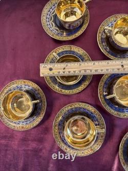 MZ Altrohlau Czech Demitasse Cups/Saucers Gilded Gold Interior 11 sets