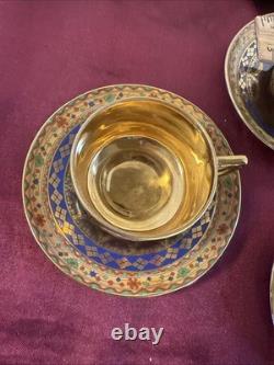 MZ Altrohlau Czech Demitasse Cups/Saucers Gilded Gold Interior 11 sets