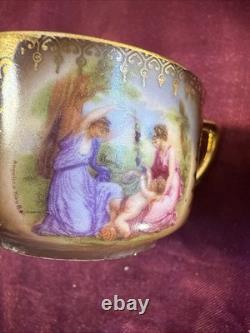 MZ Altrohlau Czech Demitasse Cups/Saucers Gilded Gold Interior 11 sets