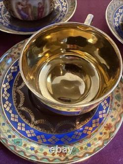 MZ Altrohlau Czech Demitasse Cups/Saucers Gilded Gold Interior 11 sets